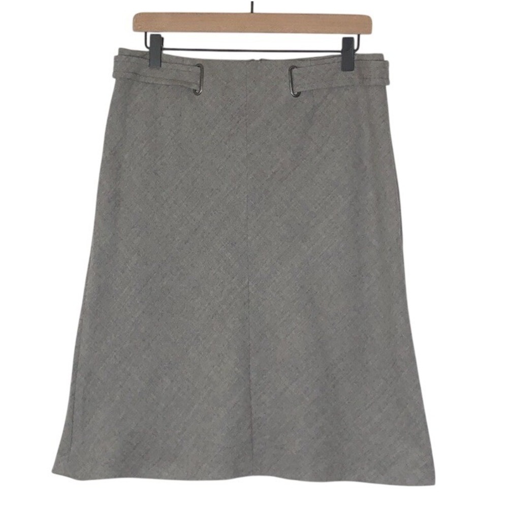 BROOKS BROTHERS 100% Wool A-Line Midi Skirt Sz 10 Gray Lined Preppy   Minimalist